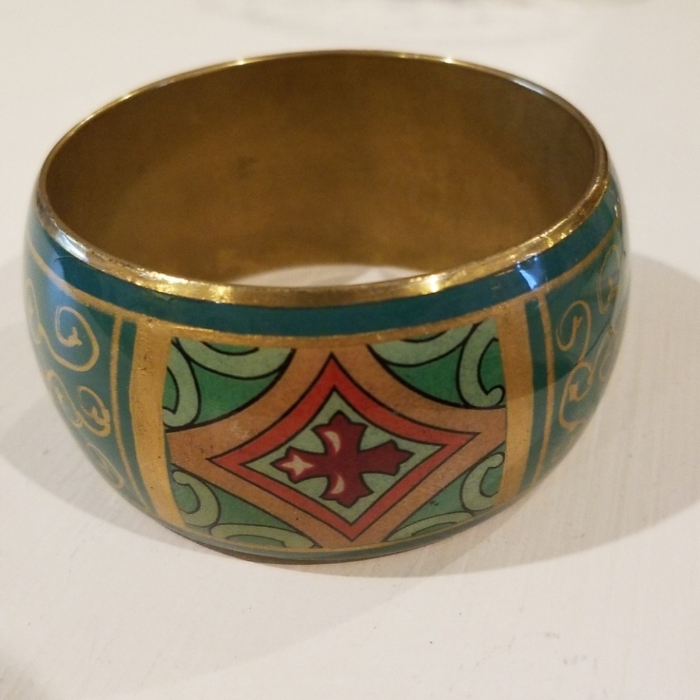 Beautiful enamel cuff bracelet 8 inches around
